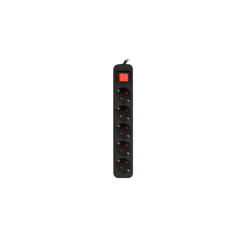 Regleta 5 tomas Lanberg / Proteccion infantil / Cable 3m /  Negra  / ps1-05f-0300-bk