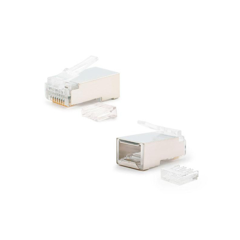 Conector RJ45 8 hilos cat.6 Ftp blindado con guias (pack 10 uds) Nanocable 10.21.0203