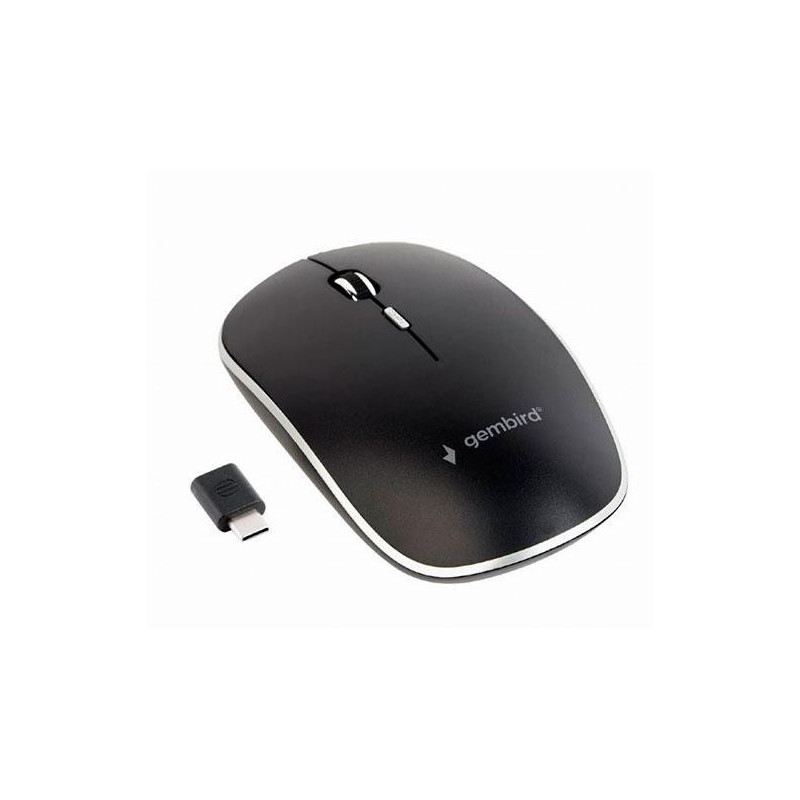 Raton óptico inalambrico Type-C Gembird / 4 Botones / 1600 Dpi / Negro/ Silencioso / MUSW-4BSC-01