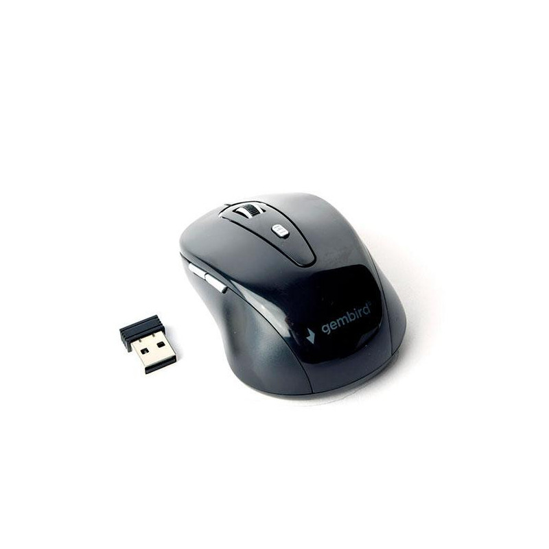 Raton óptico inalámbrico Gembird / 1600 Dpi / 6 Botones /  Negro-Gris / MUSW-6B-01