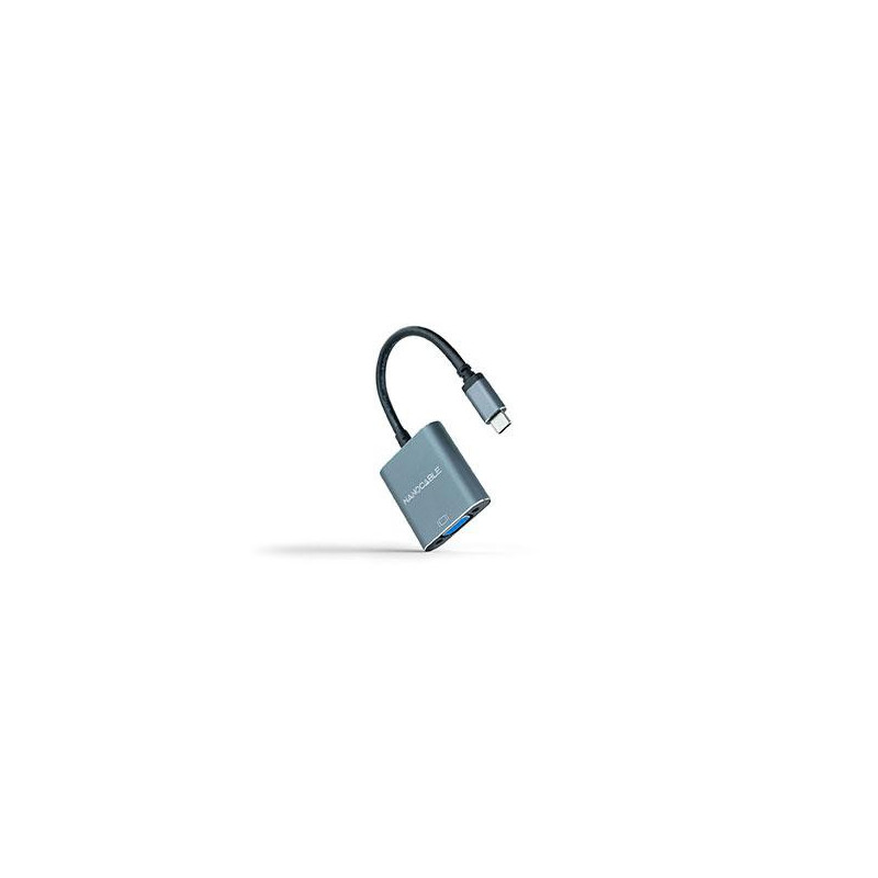 Adaptador Type-C a VGA M/H / 10cm / Aluminio / Gris / Nanocable 10.16.4101-G