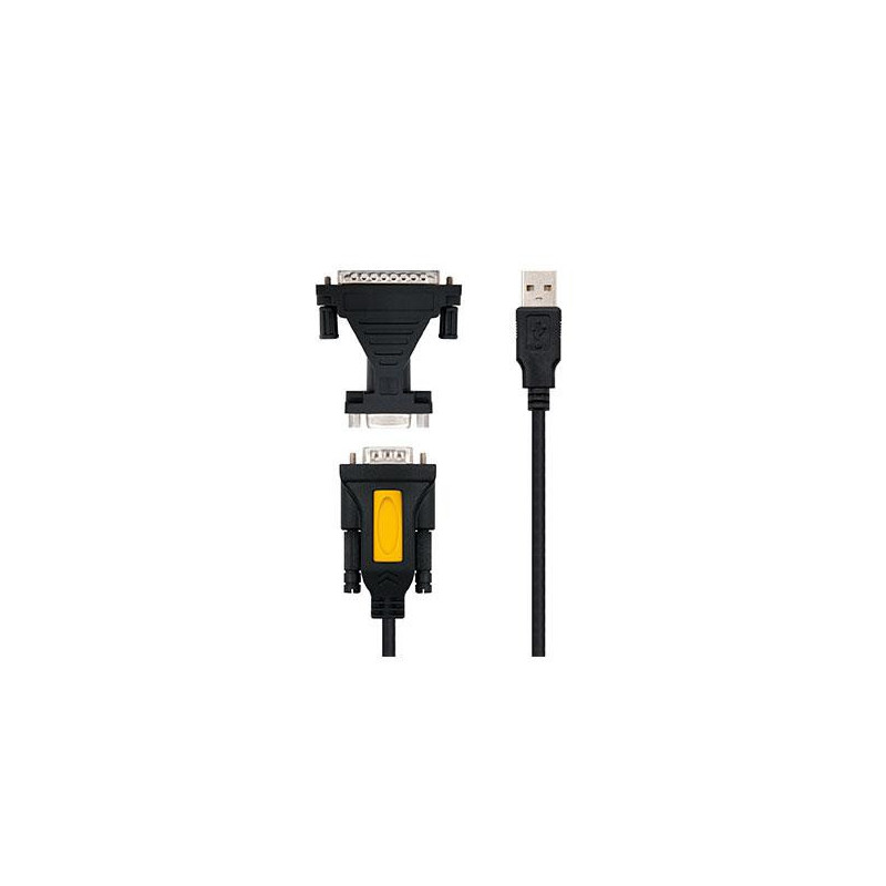 Cable USB a Serie Rs232 M/M+ Adaptador Paralelo Db9 a Db25 H/M / 1.8m / Nanocable 10.03.0002