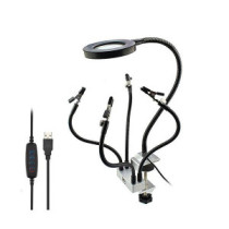 Soporte Soldadura Newacalox / 4 Brazos / Lampara Led con lupa