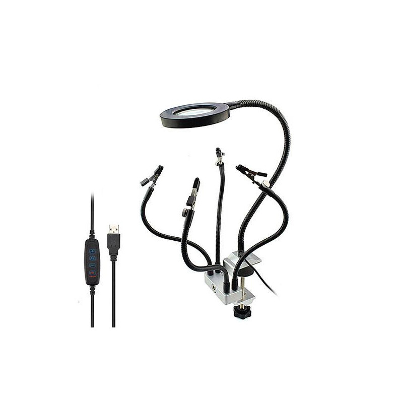 Soporte Soldadura Newacalox / 4 Brazos / Lampara Led con lupa