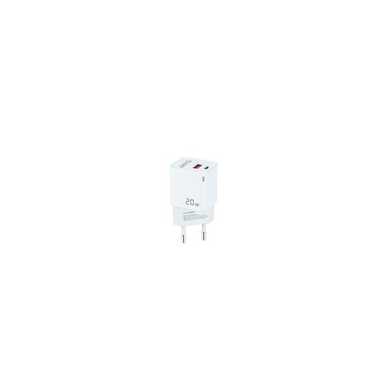 Cargador de red Usb + Type-C / 20W / Blanco / TQWC-QCPD20WT / Tooq