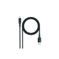 Cable datos USB 2.0 a Lightning Iphone 5-12 / 1m / Mallado / Negro / Nanocable 10.10.0401-cobk