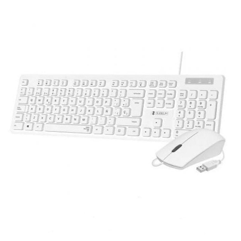 Combo Teclado + Raton USB Subblim Combo Business / Slim / Silencioso / 1200 DPI / Blanco / SUBKBC-CSSK02