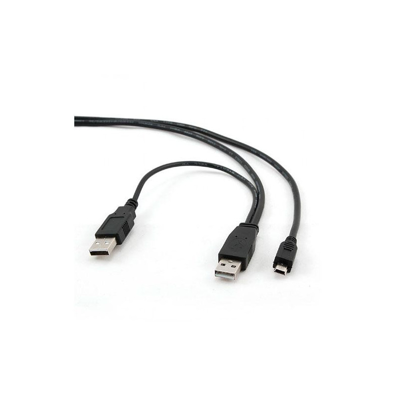 Cable USB x2 a Mini Usb 5 pines / 0.9m / Negro / CCP-USB22-AM5P-3