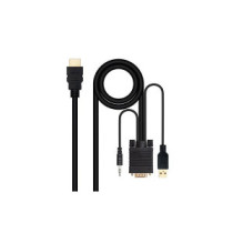 Cable adaptador HDMI a VGA + Audio + USB (Cables 1.8 Metros) Negro / Nanocable 10.15.4350