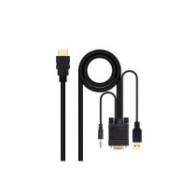 Cable adaptador HDMI a VGA + Audio + USB (Cables 1.8 Metros) Negro / Nanocable 10.15.4350