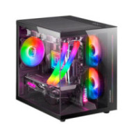 Caja Micro ATX Mars Gaming MC-VIEW Negra / Frontal - Lateral cristal templado continuo / Doble camara / Sin ventiladores