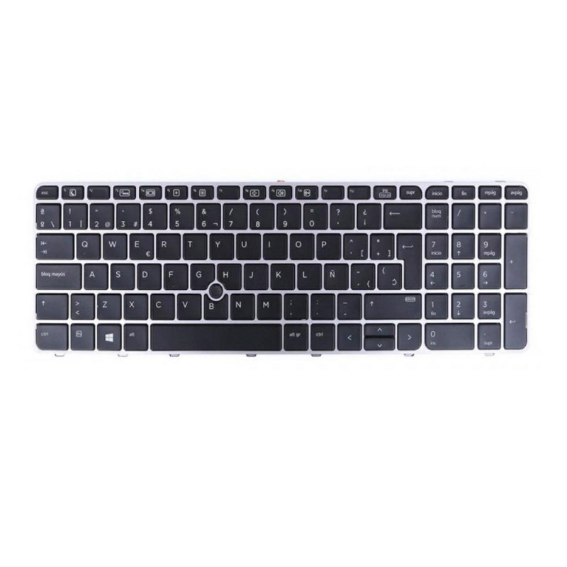 Teclado compatible para portátil HP 755 G3 / 850 G3 Marco Plata Retroiluminado + Pointstick
