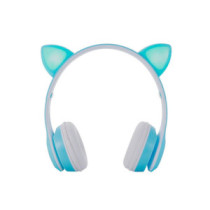 Auriculares Bluetooth Nc3228 Orejas de Gato Azul / 250Mah / MP3 / Fm / MicroSd / Iluminacion Led / One+