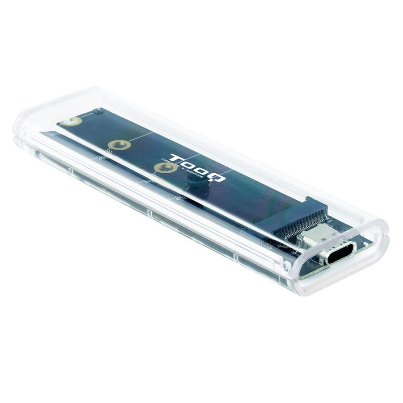 Caja externa SSd M.2 Ngff / NVMe PCIe Type-C USB 3.1 Gen2 / RGB / Tooq / Transparente / TQE-2200