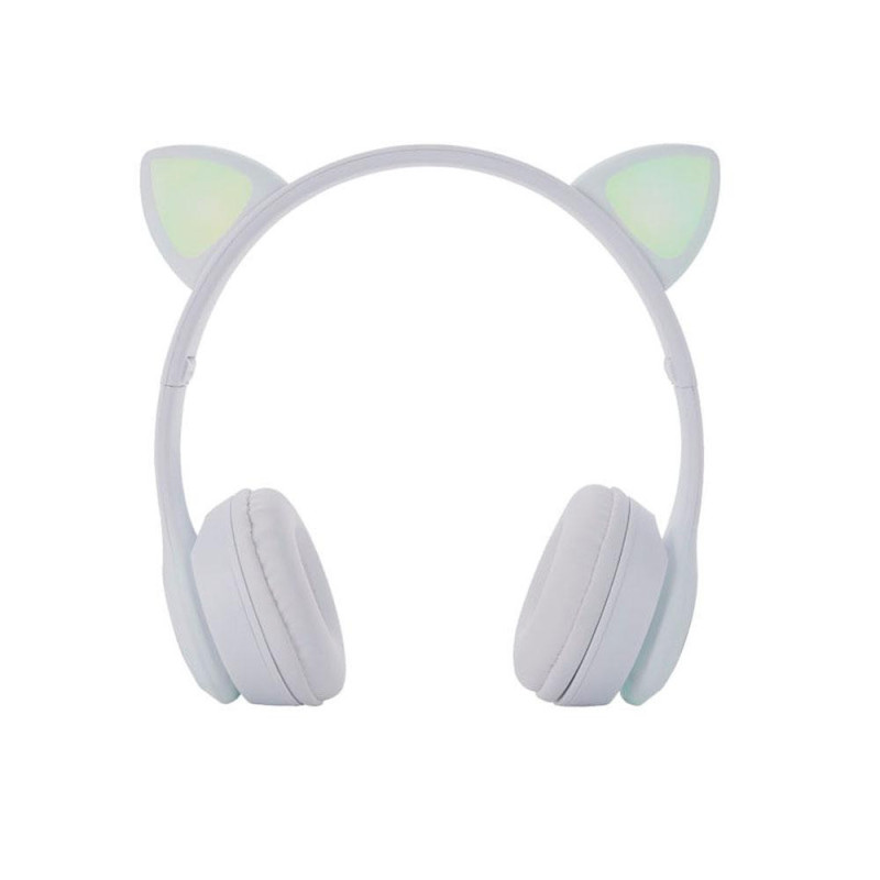 Auriculares Bluetooth Nc3228 Orejas de Gato Blanco / 250Mah / MP3 / Fm / MicroSd / Iluminacion Led / One+