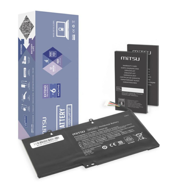 Batería compatible para portátil HP NP03XL 11.4V 4200 mAh Mitsu