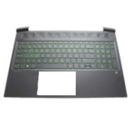 Top case + Teclado compatible para portátil HP 15-EC Negro teclas en verde
